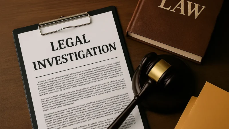 Legal investigation service documents with gavel and law book on a desk, representing how Urban Spy supports Phoenix attorneys with admissible evidence.