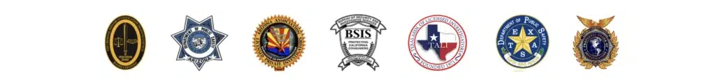 Licensed, bonded and insured Urban Spy private investigators—relentless, precise and results-driven—with regulatory and professional association logos.